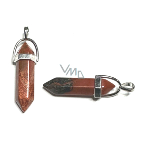 Jaspis červený kyvadlo šestihran přívěsek přírodní kámen 41 x 13 mm, kámen úplné péče