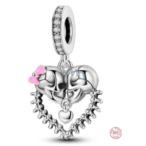 Charm Sterlingové stříbro 925 Kostlivci Love Halloween, přívěsek na náramek Halloween