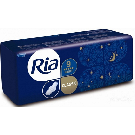 Ria Classic Night dlouhé intimní vložky s křidélky 9 kusů