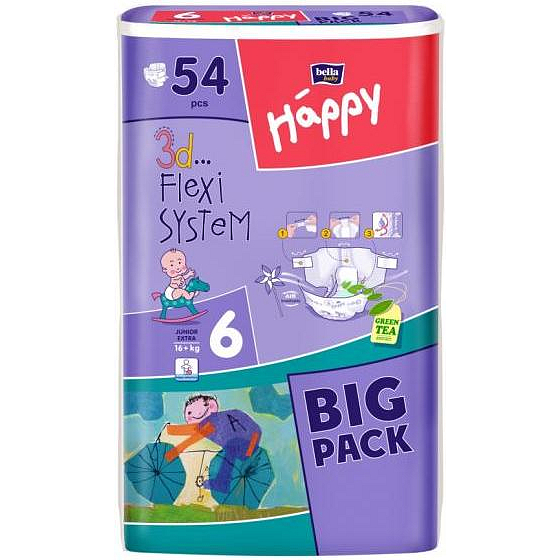 Bella Happy 6 Junior Extra 16+ kg plenkové kalhotky 54 kusů