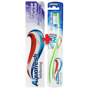 Aquafresh Whitening Intense White zubní pasta 100 ml + Aquafresh Everyday Clean střední zubní kartáček 1 kus