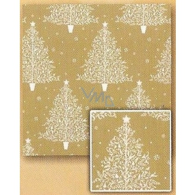 Nekupto Dárkový balicí papír 70 x 200 cm Vánoční Zlatý, bílé stromky