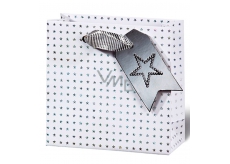 BSB Luxusní dárková papírová taška 14,5 x 15 x 6 cm Vánoční holografické hvězdy VDT 412 - CD