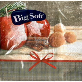 Big Soft Papírové ubrousky 2 vrstvé 33 x 33 cm 20 kusů Vánoční Jablka, skořice, ořechy