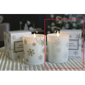 Lima Aroma Snowflake Vanilka a skořice vonná svíčka stříbrná, doba hoření 50 hodin 175 g