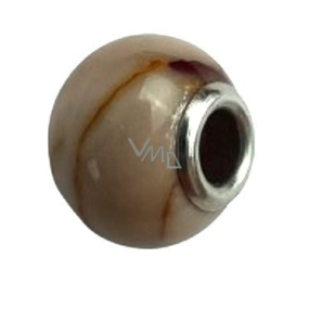 Achát hnědý přívěsek kulatý přírodní kámen 14 mm, otvor 4,2 mm 1 kus