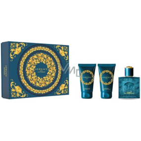 Versace Eros pour Homme toaletní voda 50 ml + balzám po holení 50 ml + sprchový gel 50 ml, dárková sada pro muže