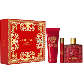 Versace Eros Flame parfémovaná voda 100 ml + sprchový gel 150 ml + parfémovaná voda 10 ml, dárková sada pro muže