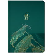 Albi Diář týdenní 18 měsíční 2024 - 2025 Zelený, zlaté listy 12,5 cm x 17 cm x 1,3 cm