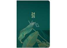 Albi Diář týdenní 18 měsíční 2024 - 2025 Zelený, zlaté listy 12,5 cm x 17 cm x 1,3 cm