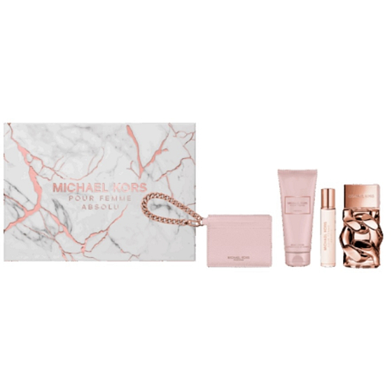 Michael Kors Pour Femme Absolu parfémovaná voda 100 ml + tělové mléko 100 ml + cestovní sprej 10 ml + pouzdro na kreditní karty