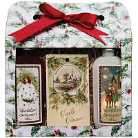 Bohemia Gifts Vánoční dárkový set sprchové gely 2× 100 ml + vonná kartička jablko a skořice