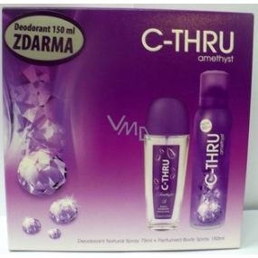 C-Thru Amethyst parfémovaný deodorant sklo 75 ml + deodorant sprej 150 ml, pro ženy dárková sada