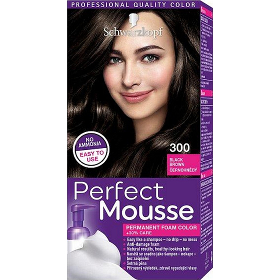 Schwarzkopf Perfect Mousse Permanent Foam Color barva na vlasy 300 Černohnědý