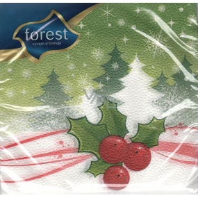 Forest Papírové ubrousky 1 vrstvé 33 x 33 cm 20 kusů Vánoční Cesmína