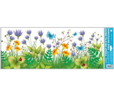 Okenní fólie bez lepidla louka fialové květy pruh 60 x 22, 5 cm