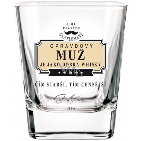 Nekupto Liga Pravých Gentlemanů Whisky sklenička Opravdový muž je jako dobrá whisky - Čím starší, tím cennější 200 ml