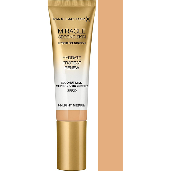Max Factor Miracle Second Skin Hybrid Foundation make-up 04 Light Medium 30 ml