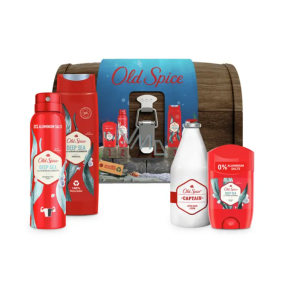 Old Spice Deep Sea Wooden Chest deodorant stick 50 ml + deodorant sprej 150 ml + 2v1 sprchový gel na tělo a vlasy 250 ml + Captain voda po holení 100 ml + truhla, kosmetická sada pro muže