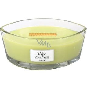 WoodWick Willow - Vrbové květy vonná svíčka s dřevěným širokým knotem a víčkem sklo loď 453 g