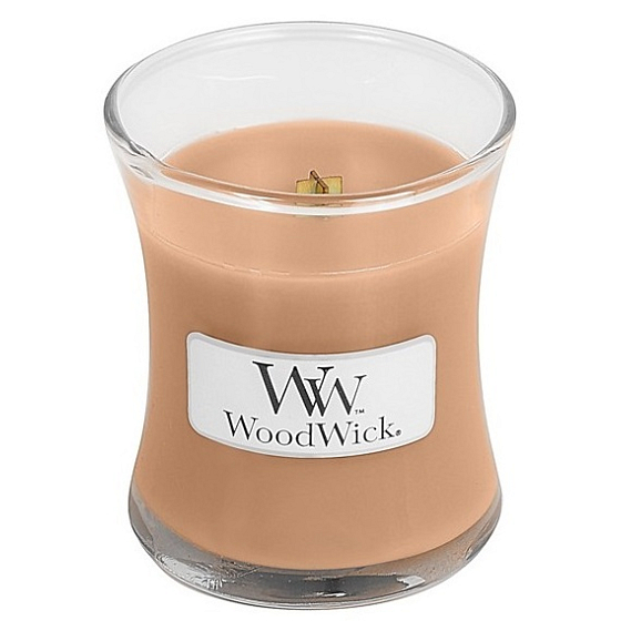 WoodWick Golden Milk - Zlaté mléko vonná svíčka s dřevěným knotem a víčkem sklo malá 85 g