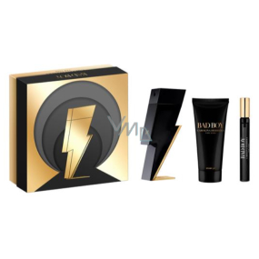 Carolina Herrera Bad Boy toaletní voda 100 ml + toaletní voda 10 ml miniatura + sprchový gel 100 ml, dárková sada pro muže