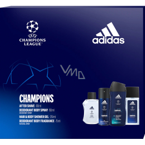Adidas UEFA Champions League Edition VIII voda po holení 100 ml + parfémovaný deodorant sklo 75 ml + deodorant sprej 150 ml + sprchový gel 250 ml, kosmetická sada pro muže
