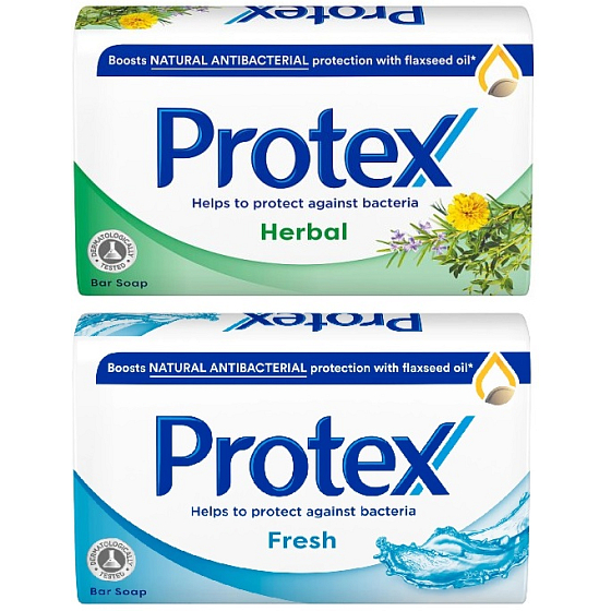 Protex Fresh antibakteriální toaletní mýdlo 90 g + Herbal antibakteriální toaletní mýdlo 90 g, 72 kusů karton
