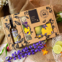 English Soap Narcissus Lime - Narcis a Limetka přírodní parfémované toaletní mýdlo s bambuckým máslem 240 g + krém na ruce 75 ml + dezinfekce na ruce 100 ml, kosmetická sada pro ženy