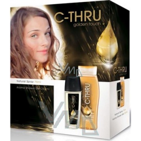 C-Thru Golden Touch parfémovaný deodorant sklo pro ženy 75 ml + sprchový gel 250 ml, kosmetická sada