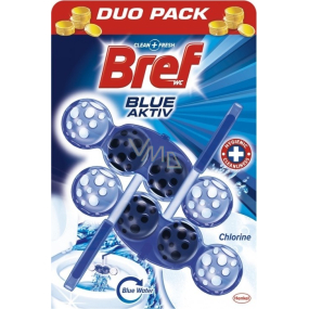 Bref Blue Aktiv Chlorine WC blok pro hygienickou čistotu a svěžest Vaší toalety, obarvuje vodu do modrého odstínu 2 x 50 g