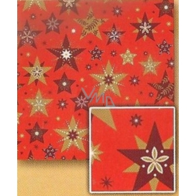 Nekupto Dárkový balicí papír 70 x 200 cm Vánoční Červený, hvězdy