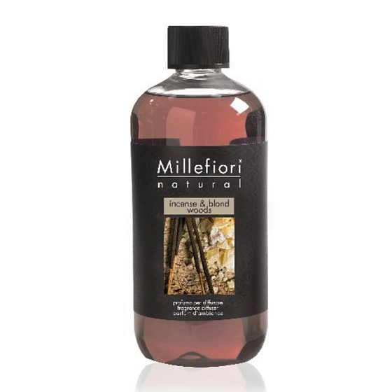 Millefiori Milano Natural Incense & Blond Woods - Kadidlo a Světlá dřeva Náplň difuzéru pro vonná stébla 500 ml