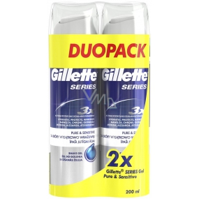 Gillette Series Pure & Sensitive gel na holení pro muže 2 x 200 ml, duopack