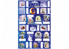 Arch Chaloupka tmavě modré vánoční samolepky na dárky 19 etiket 1 arch
