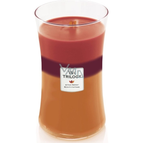 WoodWick Trilogy Autumn Harvest - Podzimní sklizeň vonná svíčka s dřevěným knotem a víčkem sklo velká 609 g
