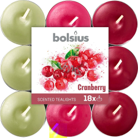 Bolsius Aromatic Cranberry - Brusinka vonné čajové svíčky 18 kusů, doba hoření 4 hodiny