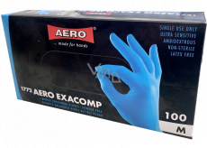 Aero Exacomp Rukavice hygienické jednorázové nitrilové antialergenní nepudrované, velikost M, box 100 kusů modré
