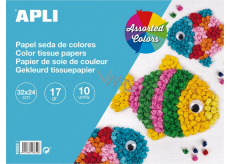 Apli Papír hedvábný Mix barev 32 x 24 cm, blok 10 listů