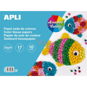 Apli Papír hedvábný Mix barev 32 x 24 cm, blok 10 listů