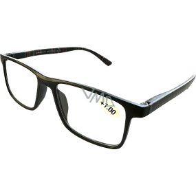 Berkeley Čtecí dioptrické brýle +1,0 plast černé, černé kárované postranice 1 kus MC2250