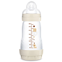Mam Anti-Colic antikoliková láhev na krmení, silikonová jemná savička se středním průtokem 2+ měsíců Bílá 260 ml