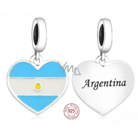 Charm Sterlingové stříbro 925 Argentina vlajka srdce - miluji Argentinu, přívěsek na náramek cestování