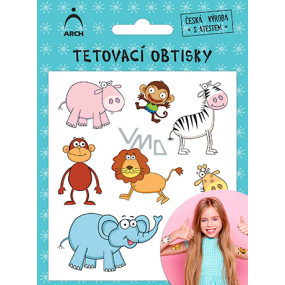 Arch Tetovací obtisky s atestem pro děti Zvířátka - Růžový hroch 14 x 11 cm