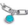 Charm Sterlingové stříbro 925 Mini medailon tyrkysově modrý imitace Tyrkys, přívěsek na náramek symbol