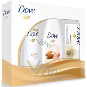 Dove Silk deodorant sprej 150 ml + sprchový gel 250 ml + krémová tableta 100 g, kosmetická sada