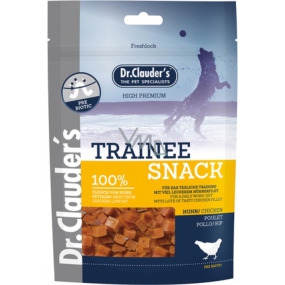 Dr. Clauders Trainee Snack Kuřecí sušené kostičky maso doplňkové krmivo 100% masa pro psy 80 g